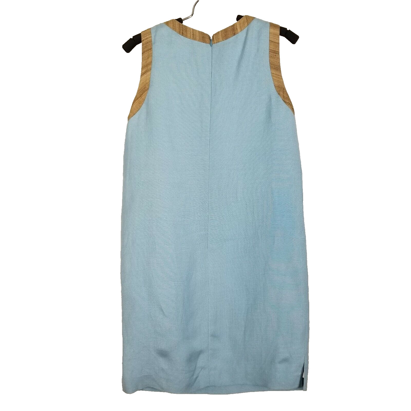 Vintage Geary Roark sleeveless blue and brown shift dress size S
