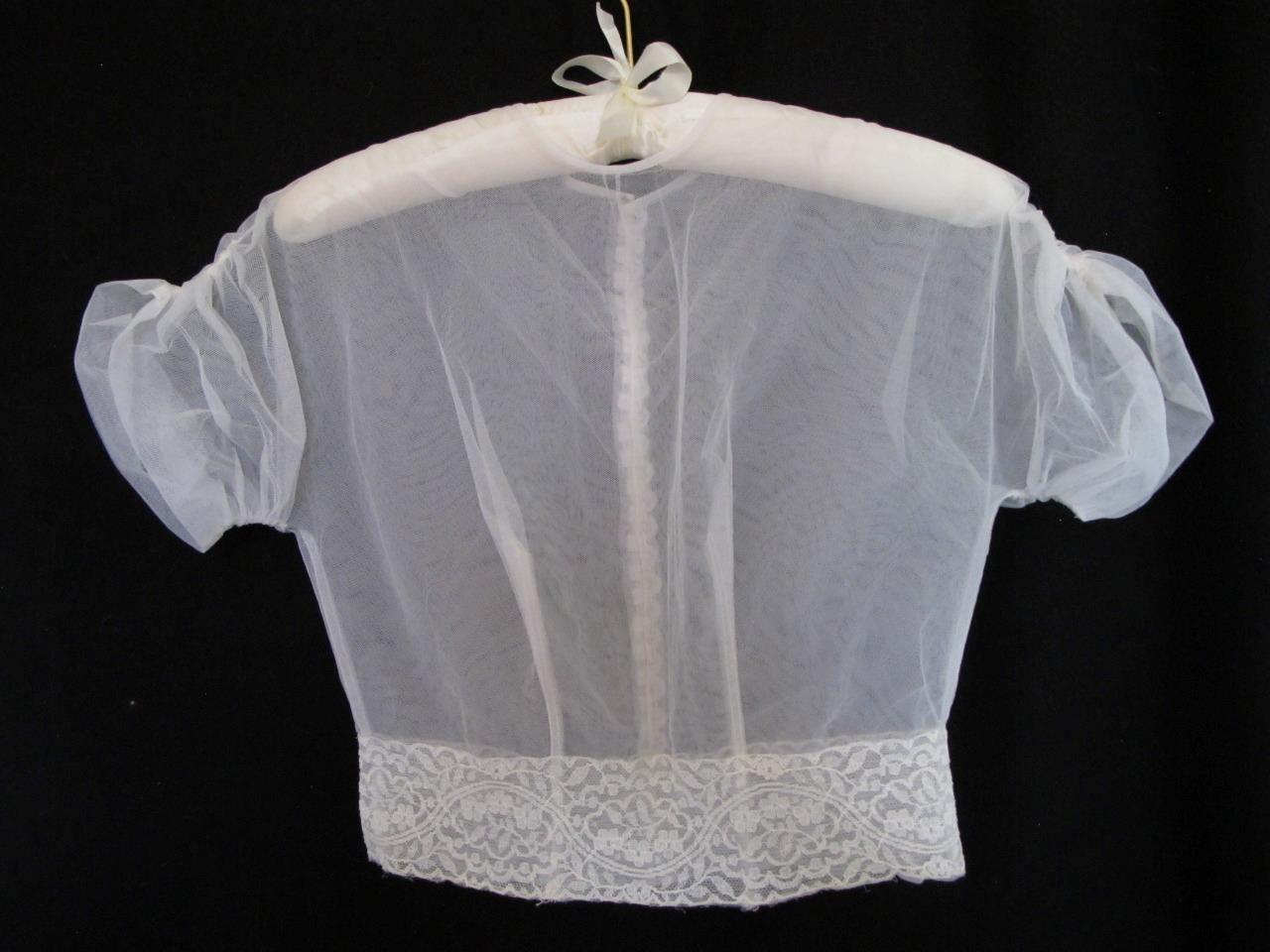Vintage 50s Emma Domb White Tulle & Lace 2pc Wedding or Prom Dress Tiered Ruffle
