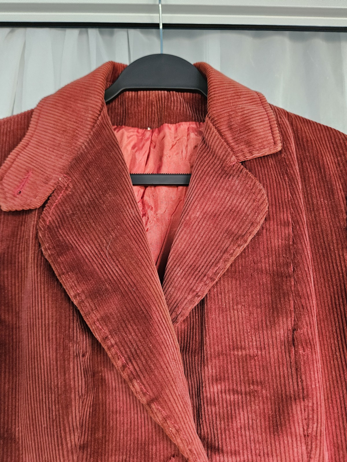 Vintage Burgundy Red Corduroy Jacket Blazer Two Button Front Dark Academia S-M