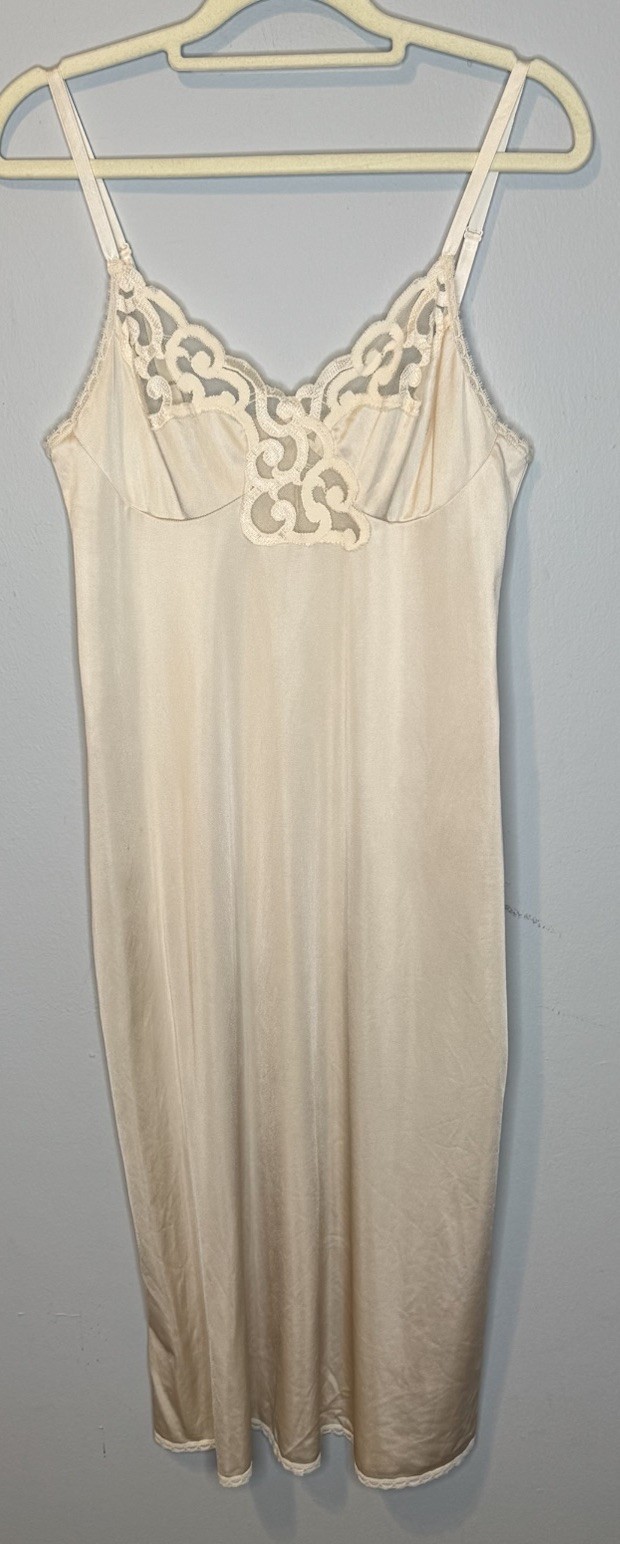 Cabernet Nylon Slip Dress Size 34 Cream Made In USA