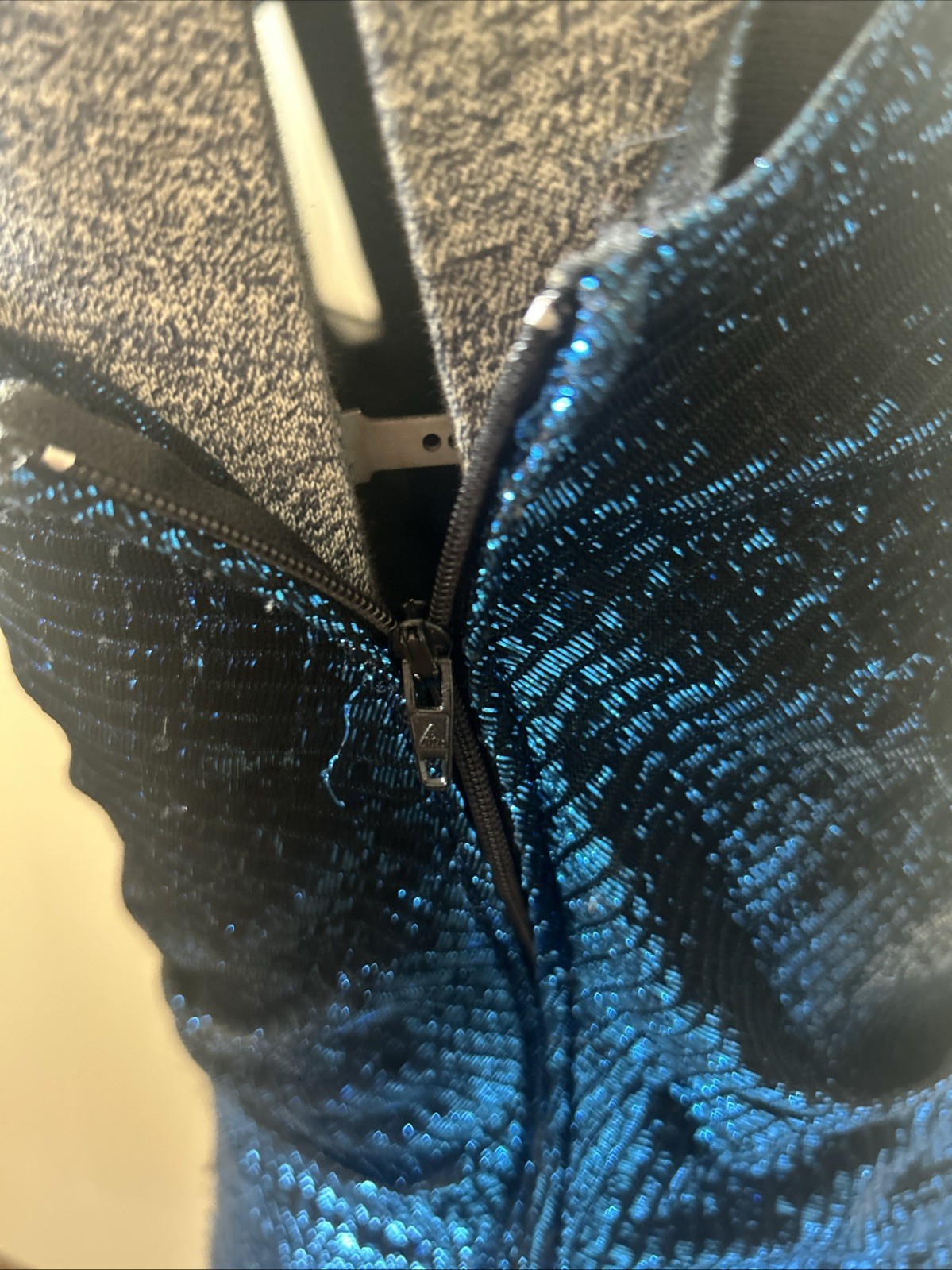 Vintage 1980’s New Leaf Blue Metallic Lame Fabric Asymmetrical Dress Size 5/6