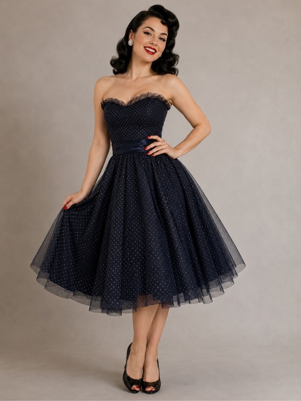 Vintage Gunne Sax Jessica McClintock Pin Up Sparkle Tulle Prom Dress Size 5