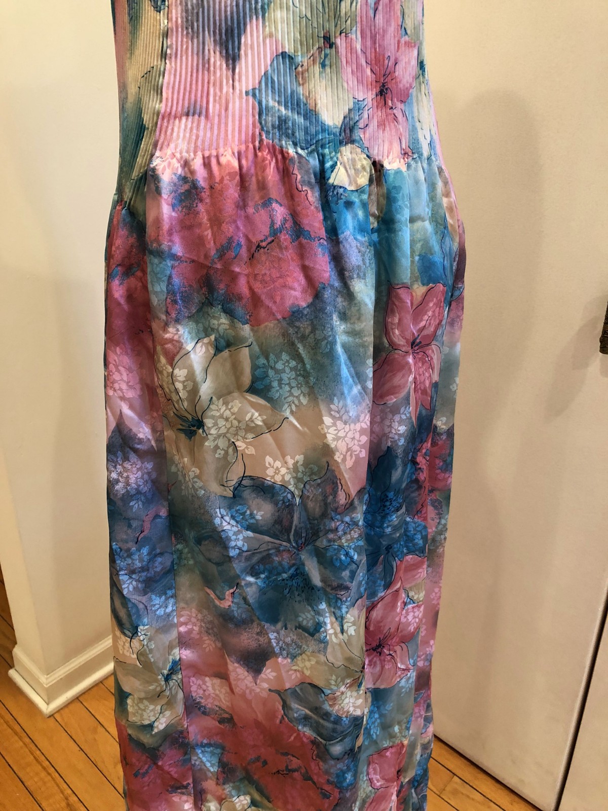 VTG Mary McFadden Vintage Pastel Floral Maxi Nightgown Gown Style 7209 USA