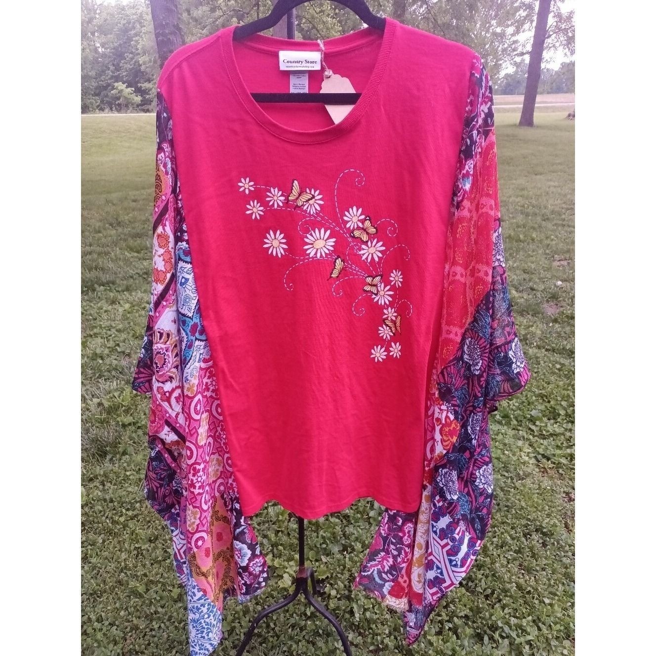 Kimono Sleeve Boho Tea, Ooak, Upcycled Boutique Top, Handmade Wearable Art