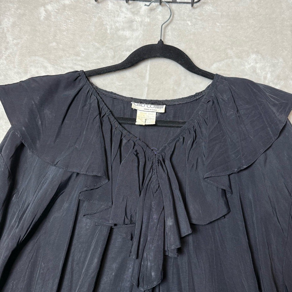 Vintage Romantic Gothic Tunic Mini Dress Aries Woman Black Rayon