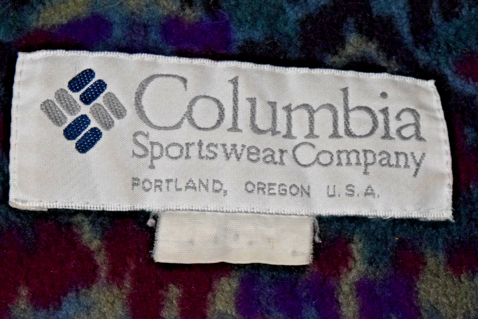Vintage Columbia Jacket Size S 90s Plum Purple Abstract Aztec Nylon Fleece Lined