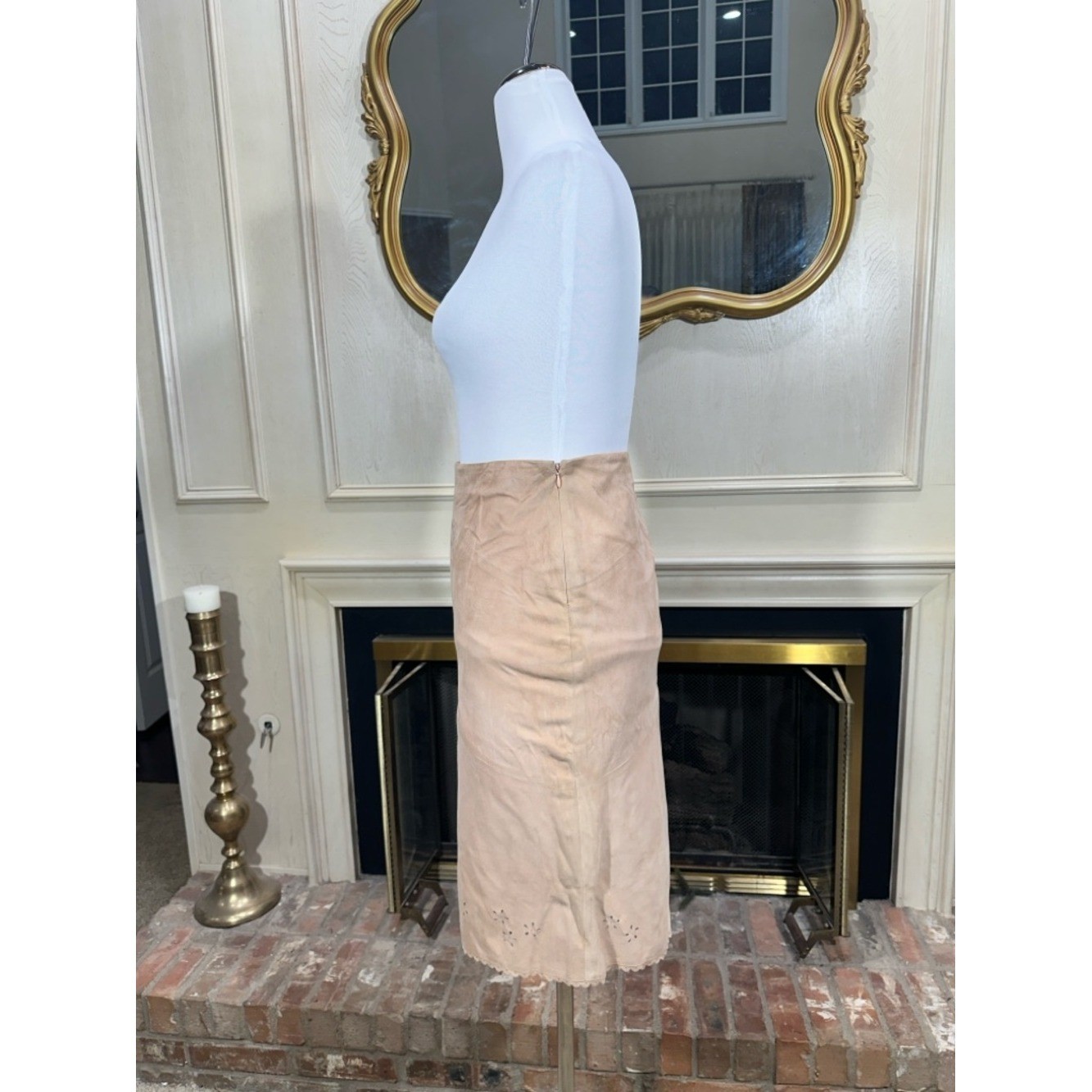 The Wrights Vintage Skirt Size 6 Tan Suede Boho Coastal Grandmother Western