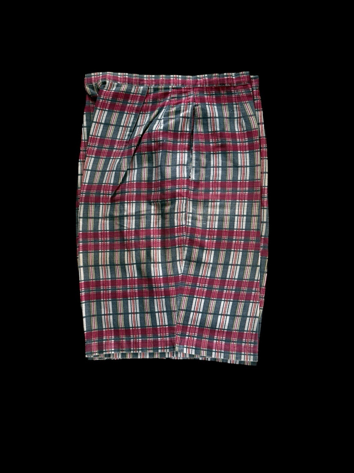 Vintage 1960S Cotton Madras Bermuda Shorts – Red White Blue Plaid- Side Zipper