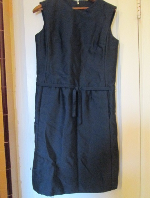 NWT Vtg 60s Abe Schrader Dress 10 Navy Blue teacher modest Sleeveless jumper