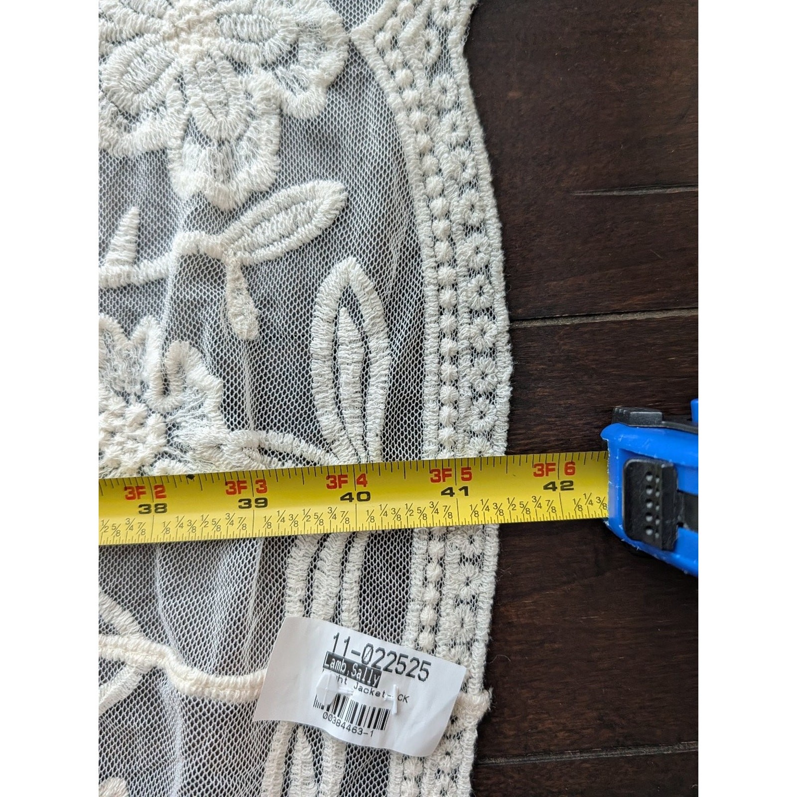 Cream Floral Lace Kimono Cardigan L-XL Embroidered Sheer Boho