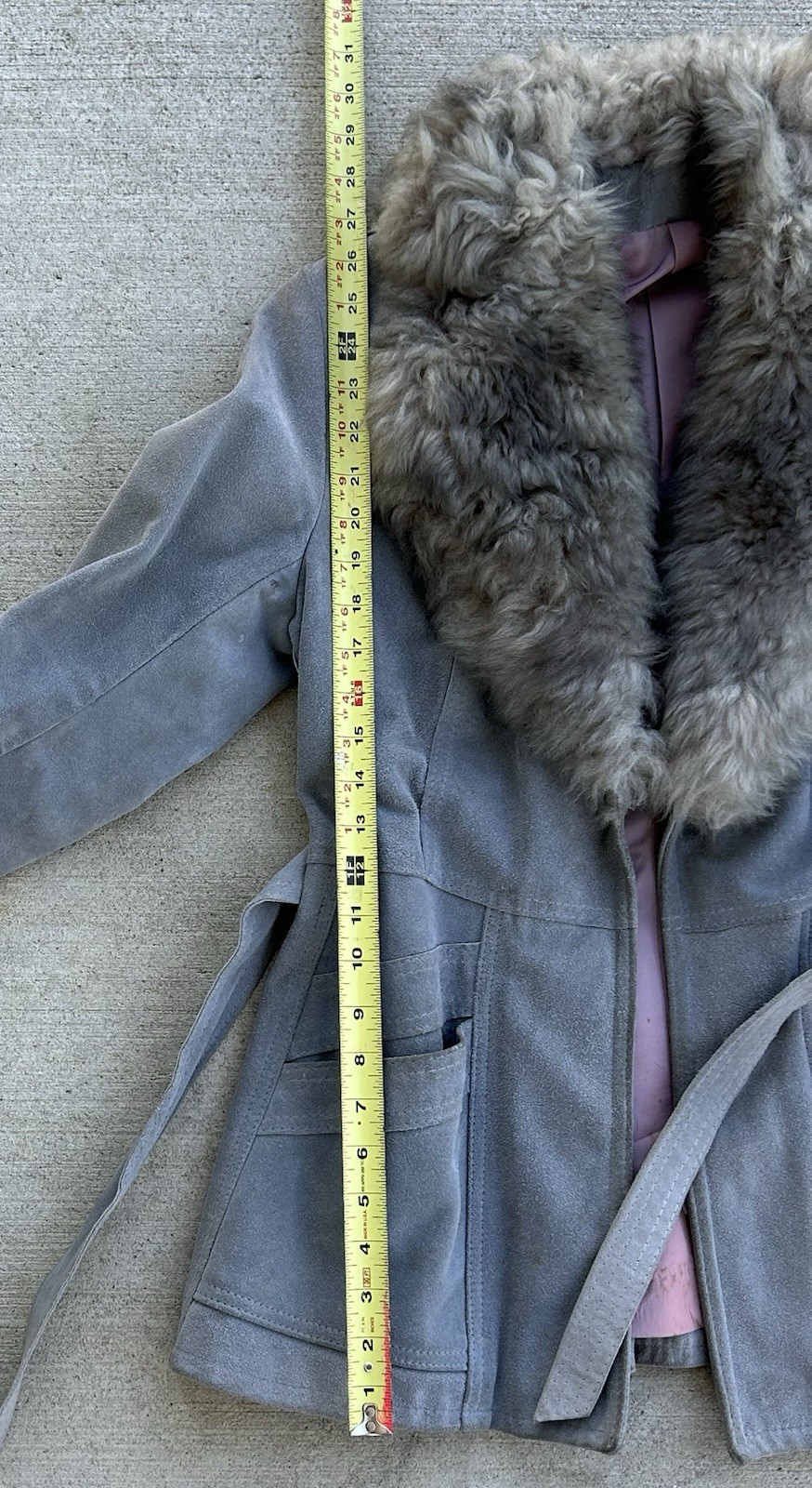 Vintage 1970s Gray Suede And Leather With Faux Fur Jacket Coat