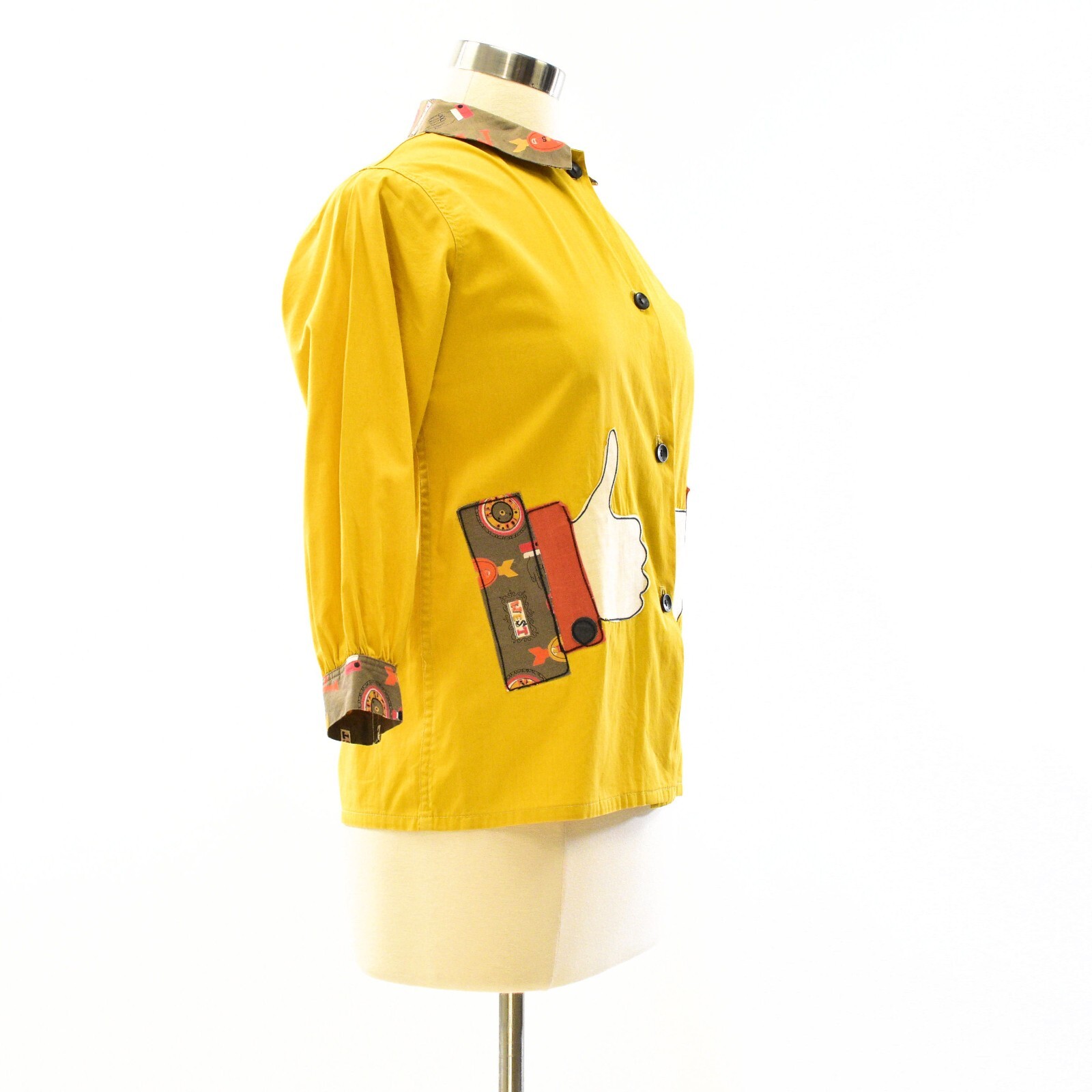 True 60s Vintage Lewis Frimel Co. Appliqued Blouse Top Womens M Wearable Art
