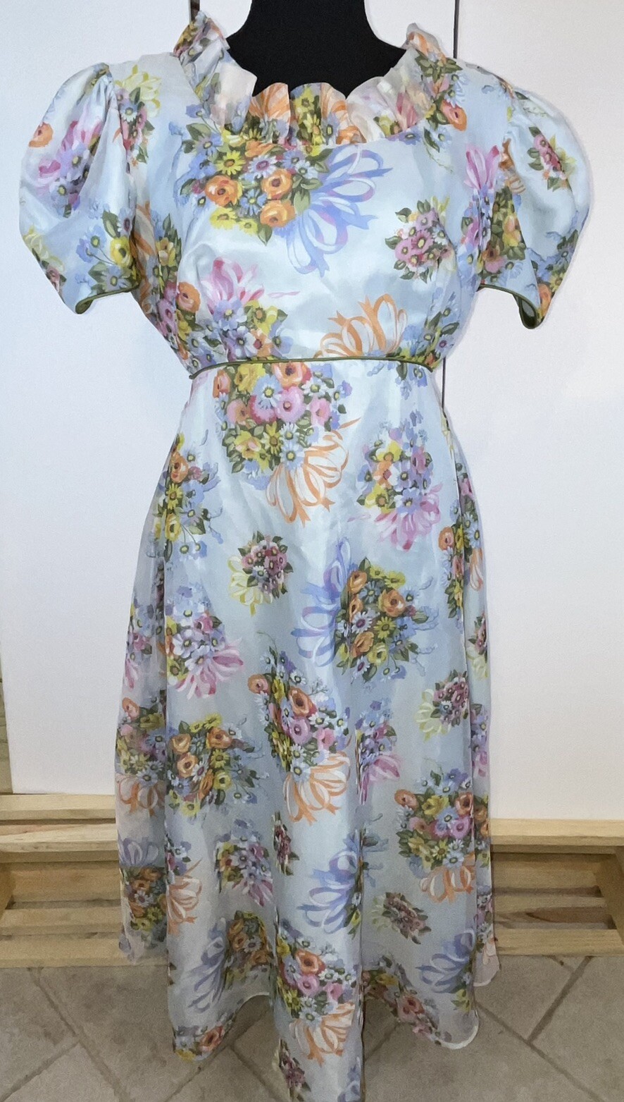ABC ANGELAIR BY MONIKA Floral Vtg Dress Small Medium Pre 1963 See Measurements