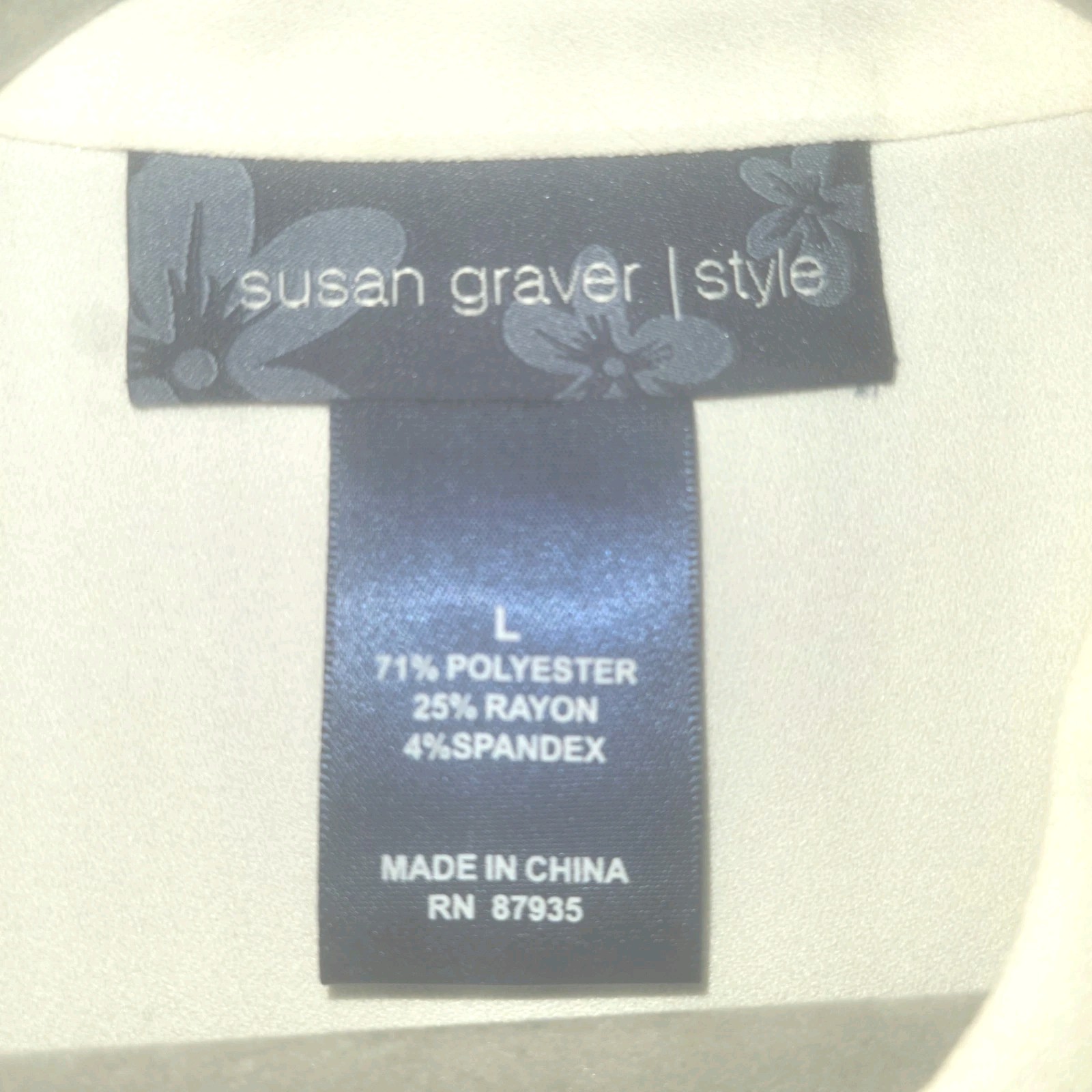 Susan GRAVER Women’s Large White Button-Down Long Sleeve Blouse