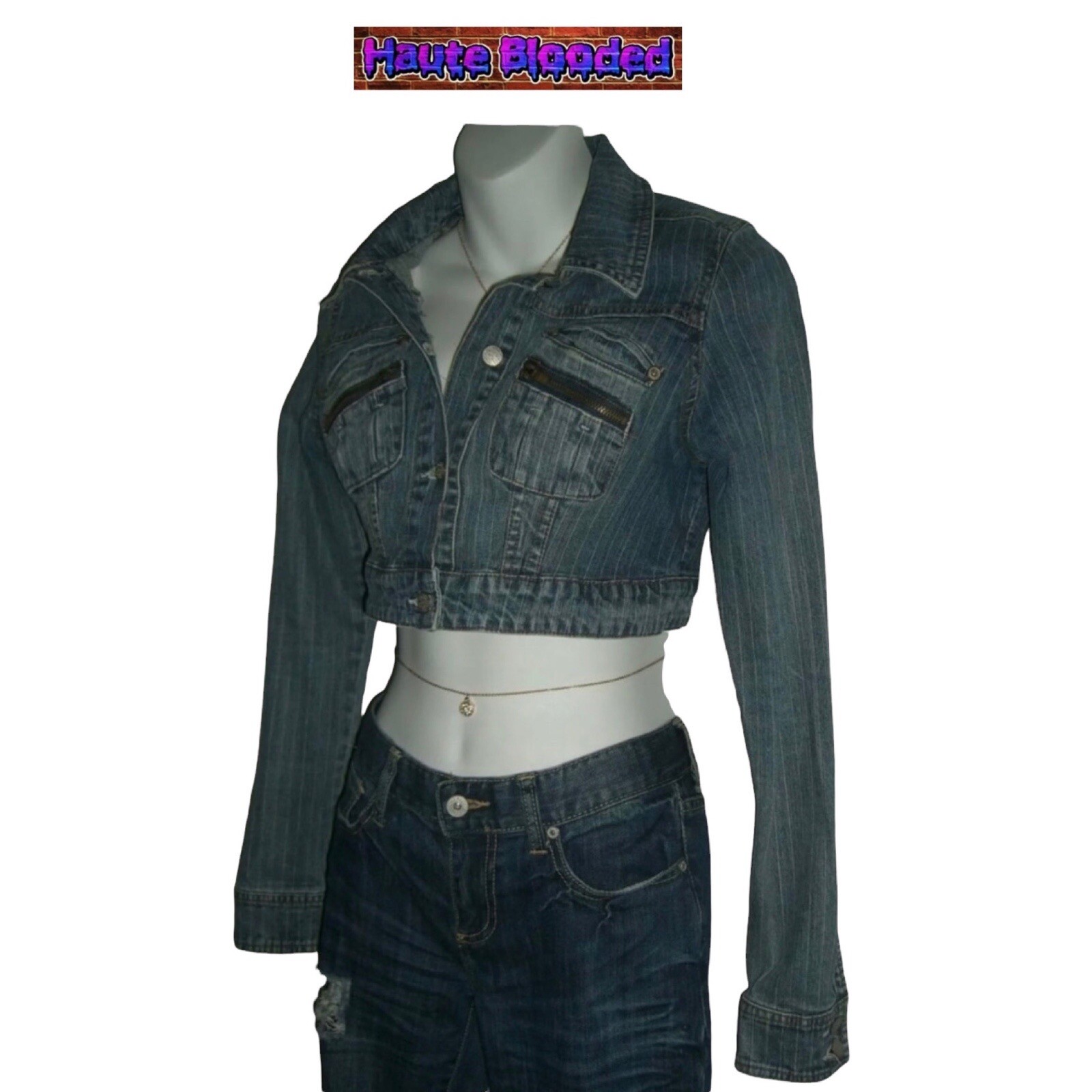Vintage 90’s y2k JouJou Cropped Denim Jacket Jean egirl Indie Sleaze Streetwear
