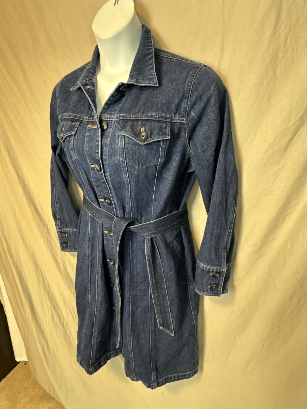 VTG Jones New York Country Sz 14 Denim Dress 100% COTTON +Belt Cottagecore