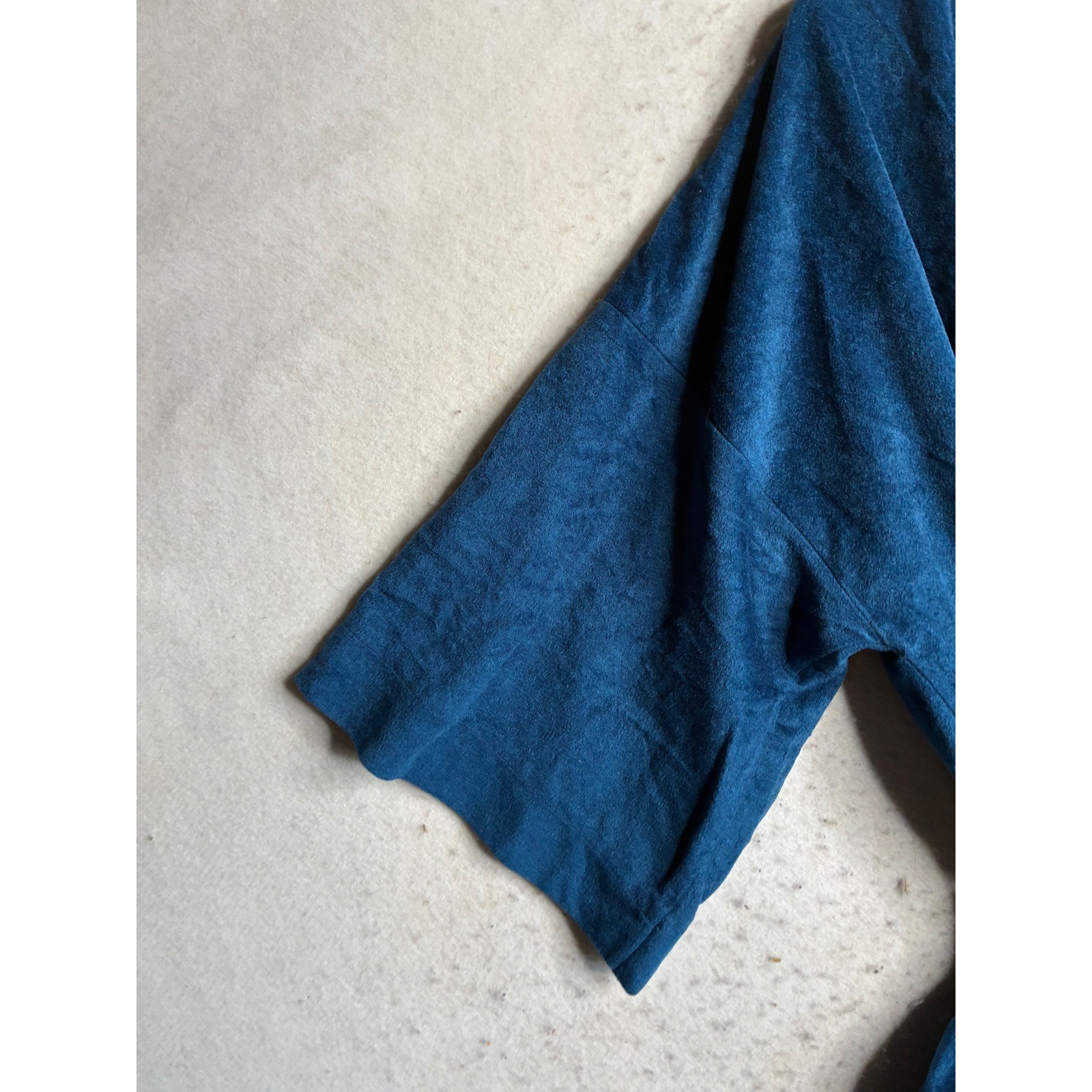Vintage His N Hers Blue Arnel Triacetate Velvet Robe Tan Trim One Size Fits All