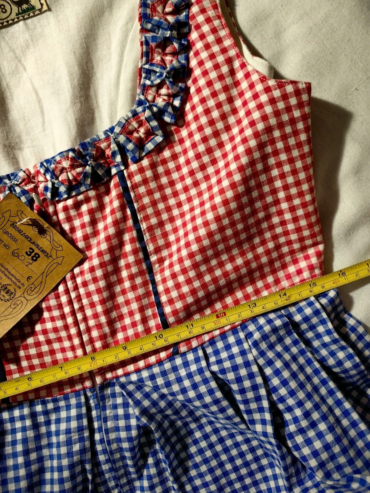 OSCAR Munchner Bavaria Trachten Authentic German Dress38 Cotton Zipper Plaid Tag