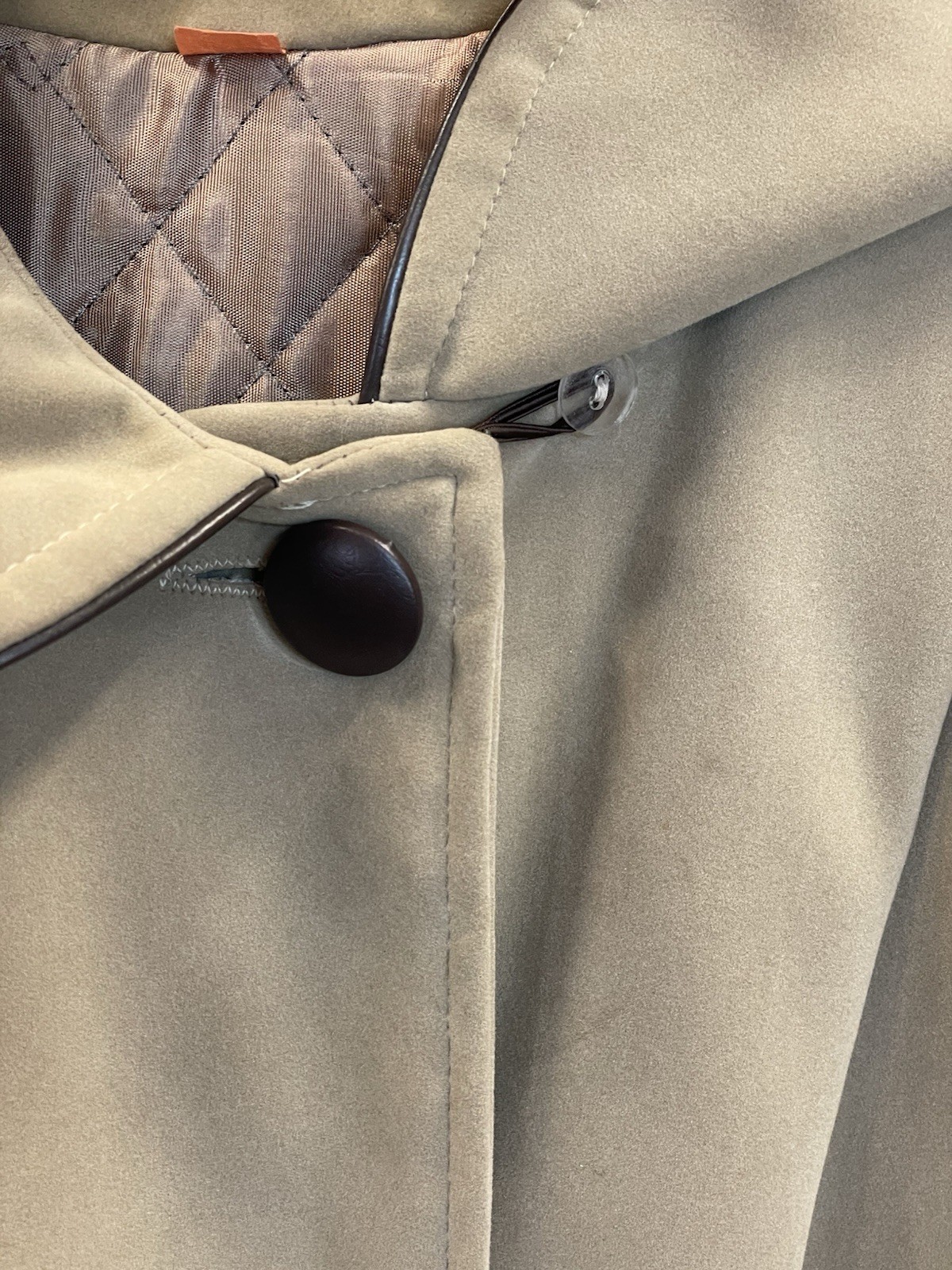 Vintage 60s-70s Womens 18 Coat Mod Tan Faux Suede Peter Pan Collar A-Line USA