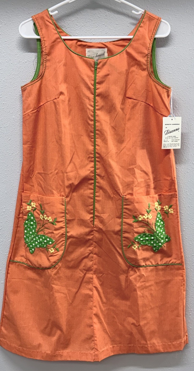 Vintage 60’s Lisa Smock Lisanne Cottagecore Orange House Dress NOS w/Tags Petite