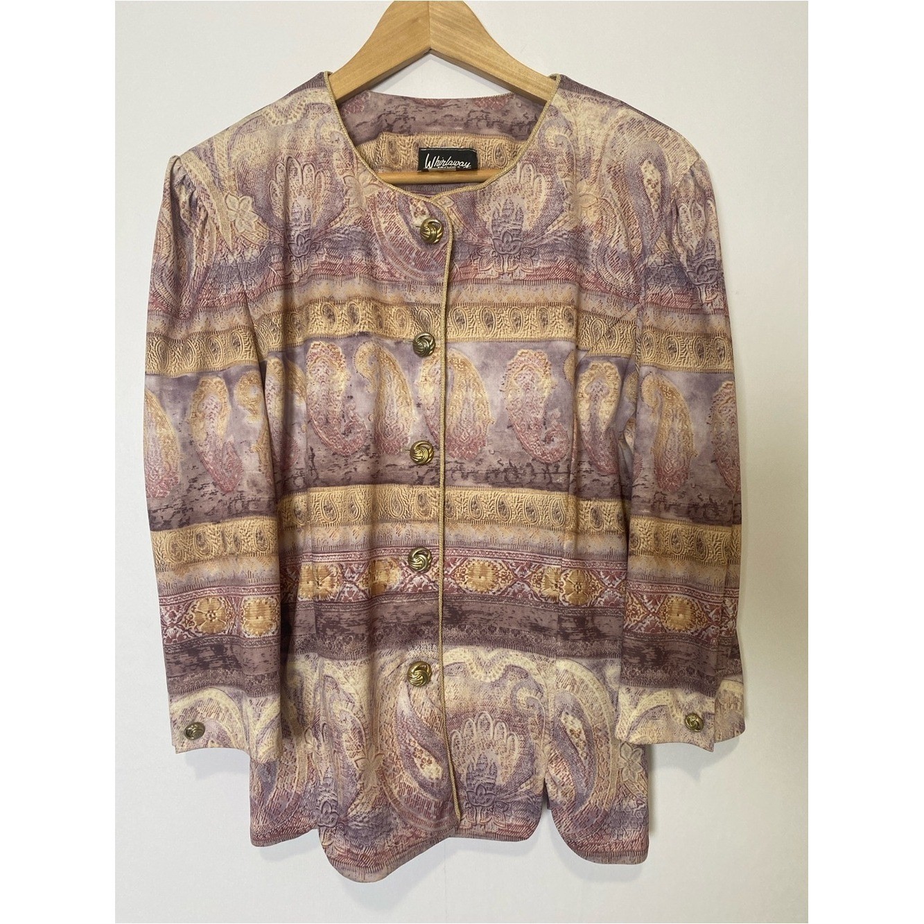 Whirlaway Frocks Paisley Jacket Blazer Vintage Boho Purple Gold Size 16 Women