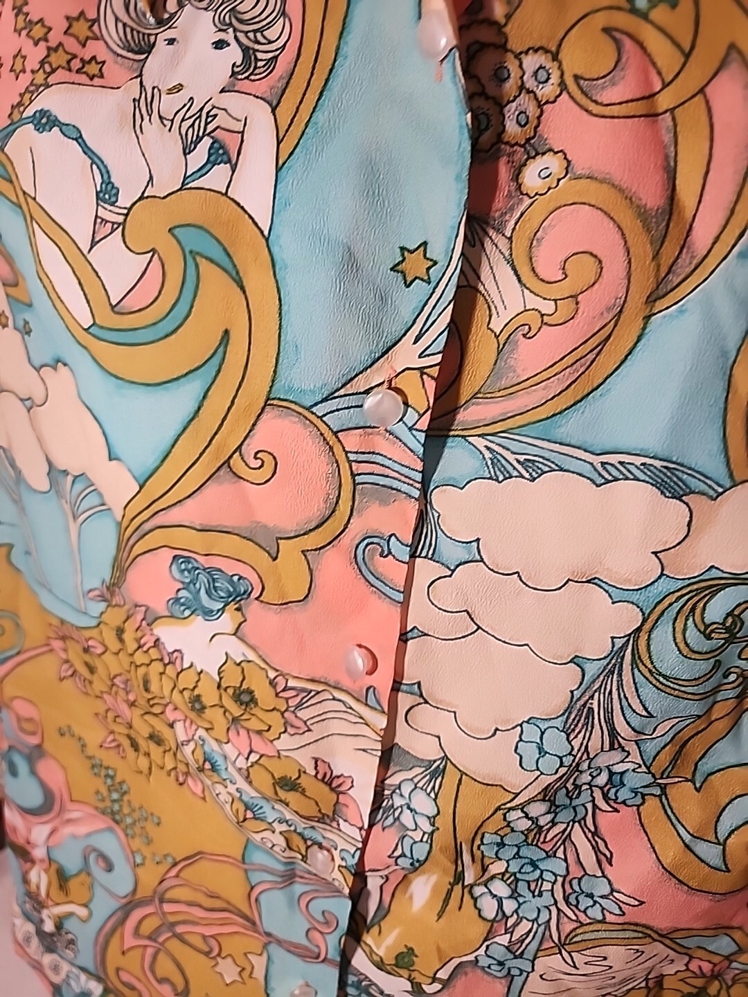 Vintage Women’s Button Up Oriental Style Design Size 34 Made In Korea