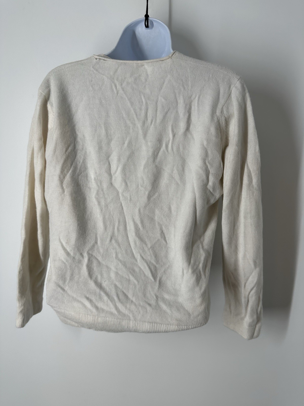 1950s Ivory Cardigan Pear Beaded Wedding Bridal Honeymoon Wool Sweater 50s VTG