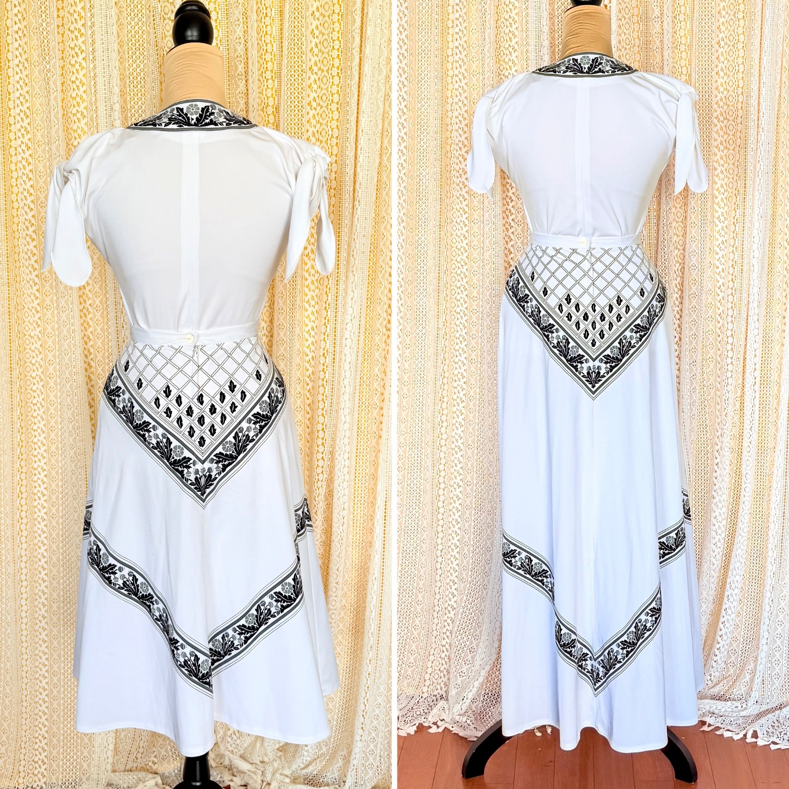 VTG 70s Miss Shaheen Hawaiian 3pc Convertible Hosting Set 2 Skirts with Top XS-S
