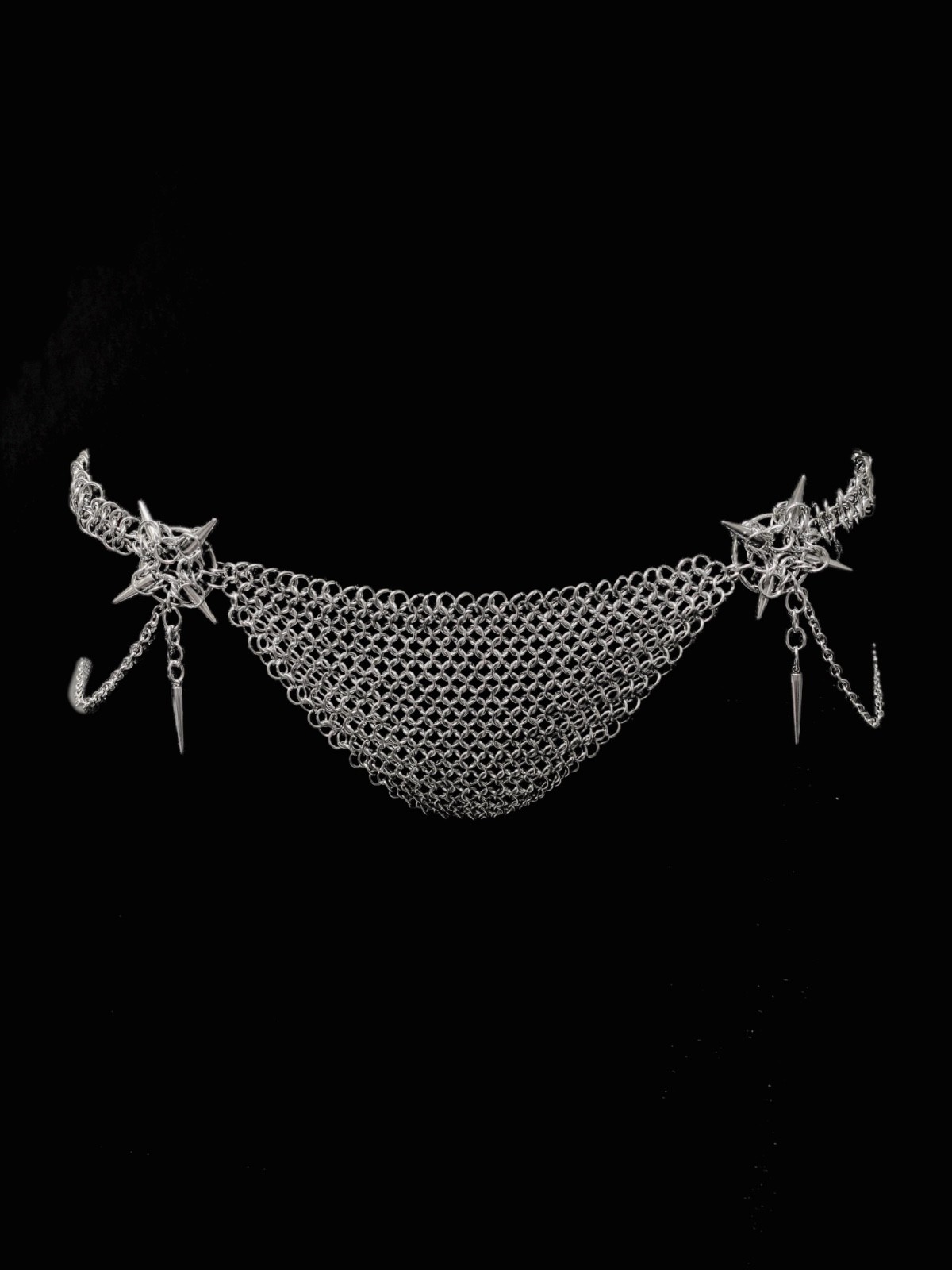 Gothic Chainmail Lingerie Set Handmade Armor Bra Panty Metal Bikini Silver