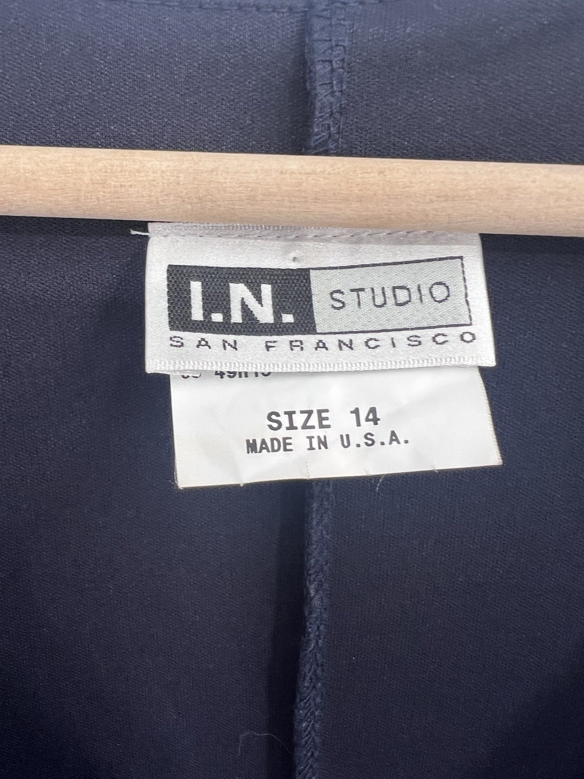 VTG Y2K 90s I.N. Studio Denim Look Lettuce Hem Midi Dress 14 USA Made