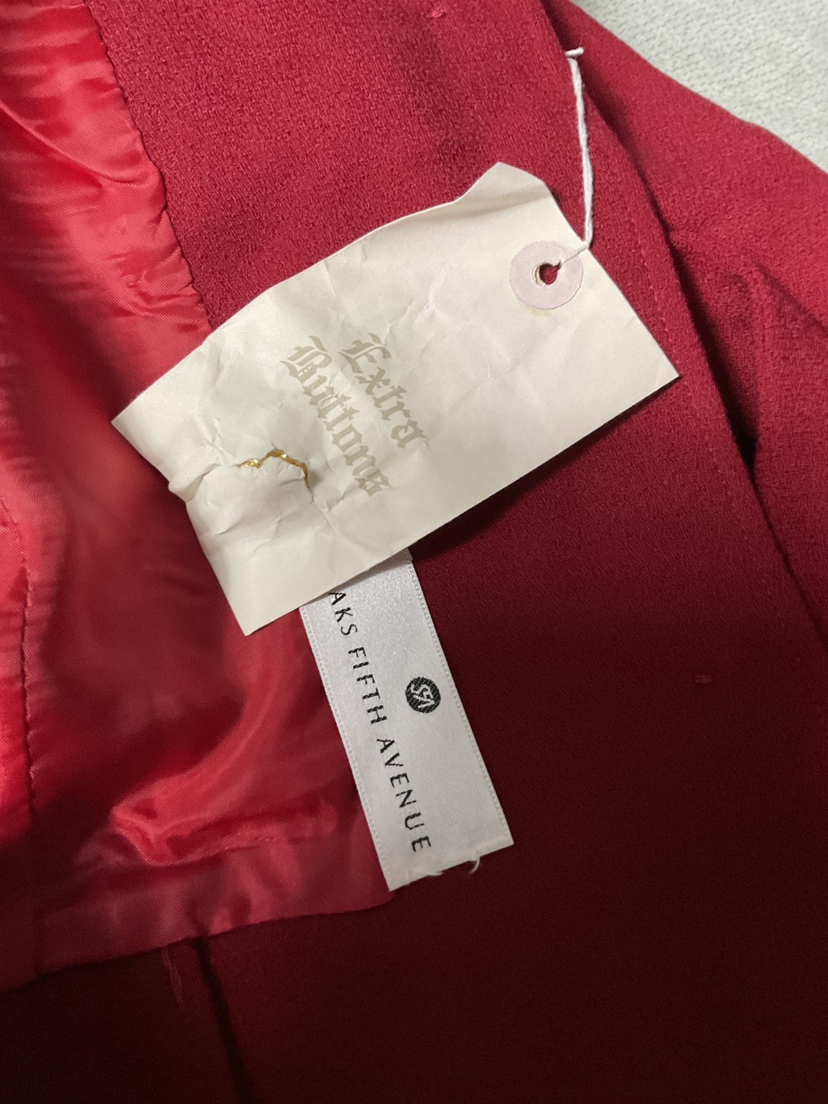 Herbert Grossman Vintage 1989s Red Skirt Suit Ornate Gold Butttons Size 8