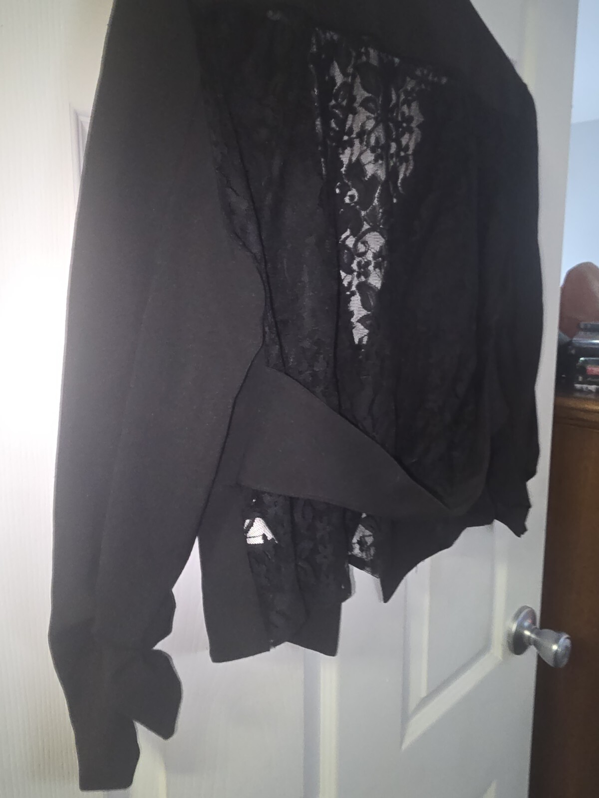 Women’s Beautiful Black „IZ Byer” 3/4 Sleeve Lace Fashion Sexy Blazer Y2K Large