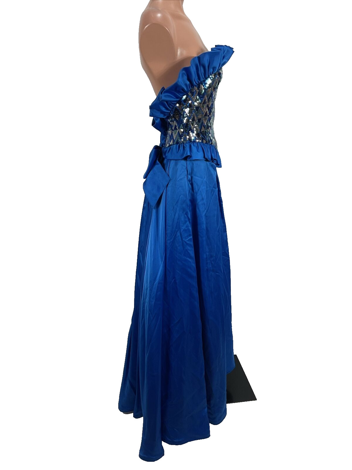 Vintage 80s VICTOR COSTA Sakowitz Crisp TAFFETA Sequin Ball GOWN Formal Dress 4