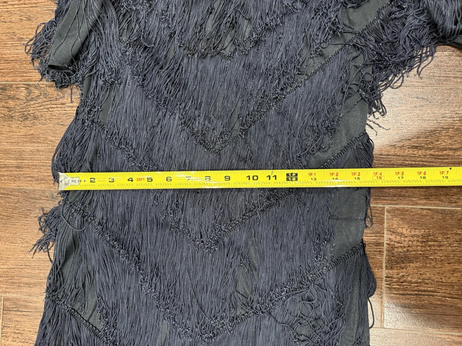 Vintage 1980s Mister Jay Fashions Black Fringe Flapper Cocktail Dress Size 8