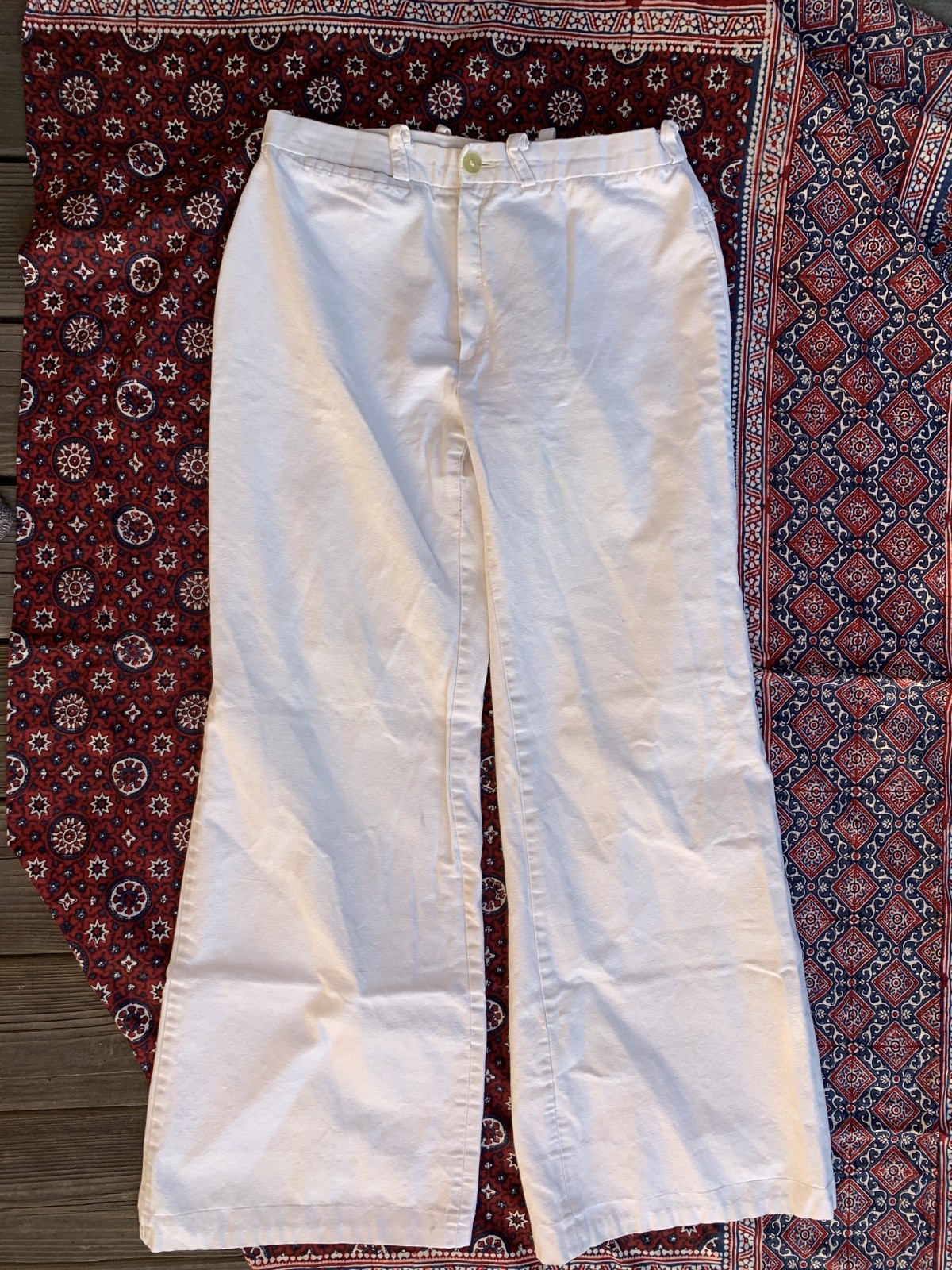 vintage 1970s Paris SYM français Wide Flare Leg cotton Twill Pants 30 x 30