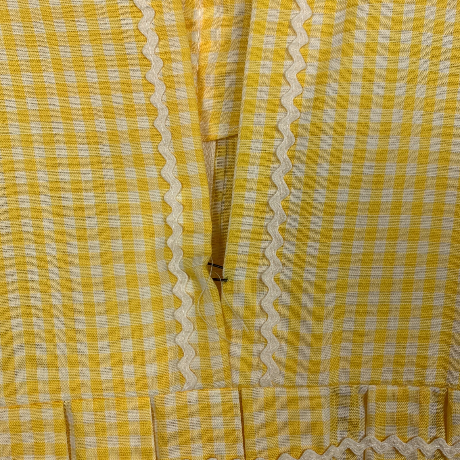 Vintage Smart Time Yellow White Gingham Plaid House Dress Chest 16.5″