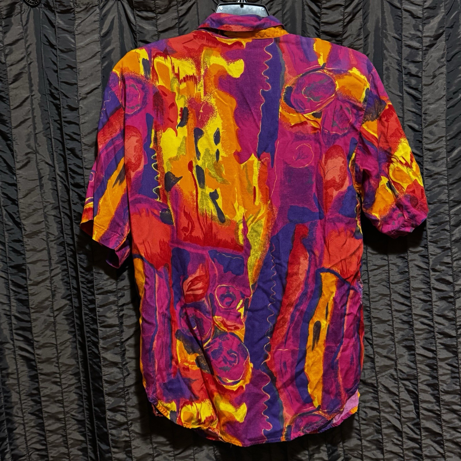 Details Express Button Down Blouse Shirt Women’s Medium Colorful Vintage 1980s