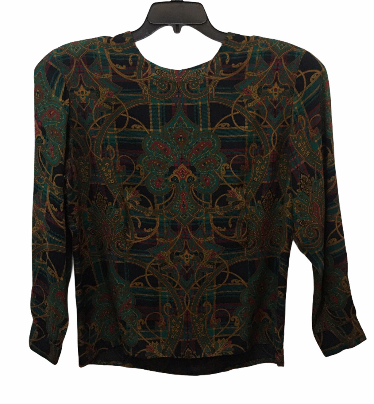 Vintage Jones New York Women’s 12 Big Shoulder Paisley Rayon Wool Blouse Top