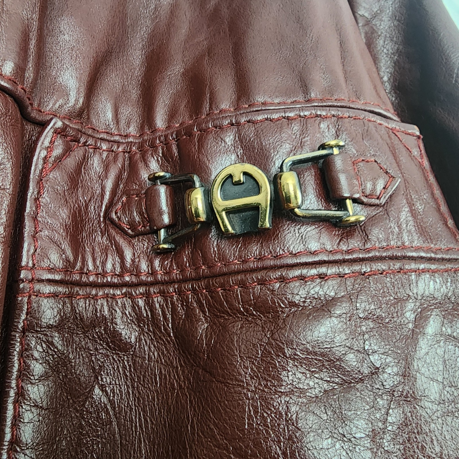 Rare 70/80s Vintage Etienne Aigner Leather Jacket Oxblood Classic Brass Hardware