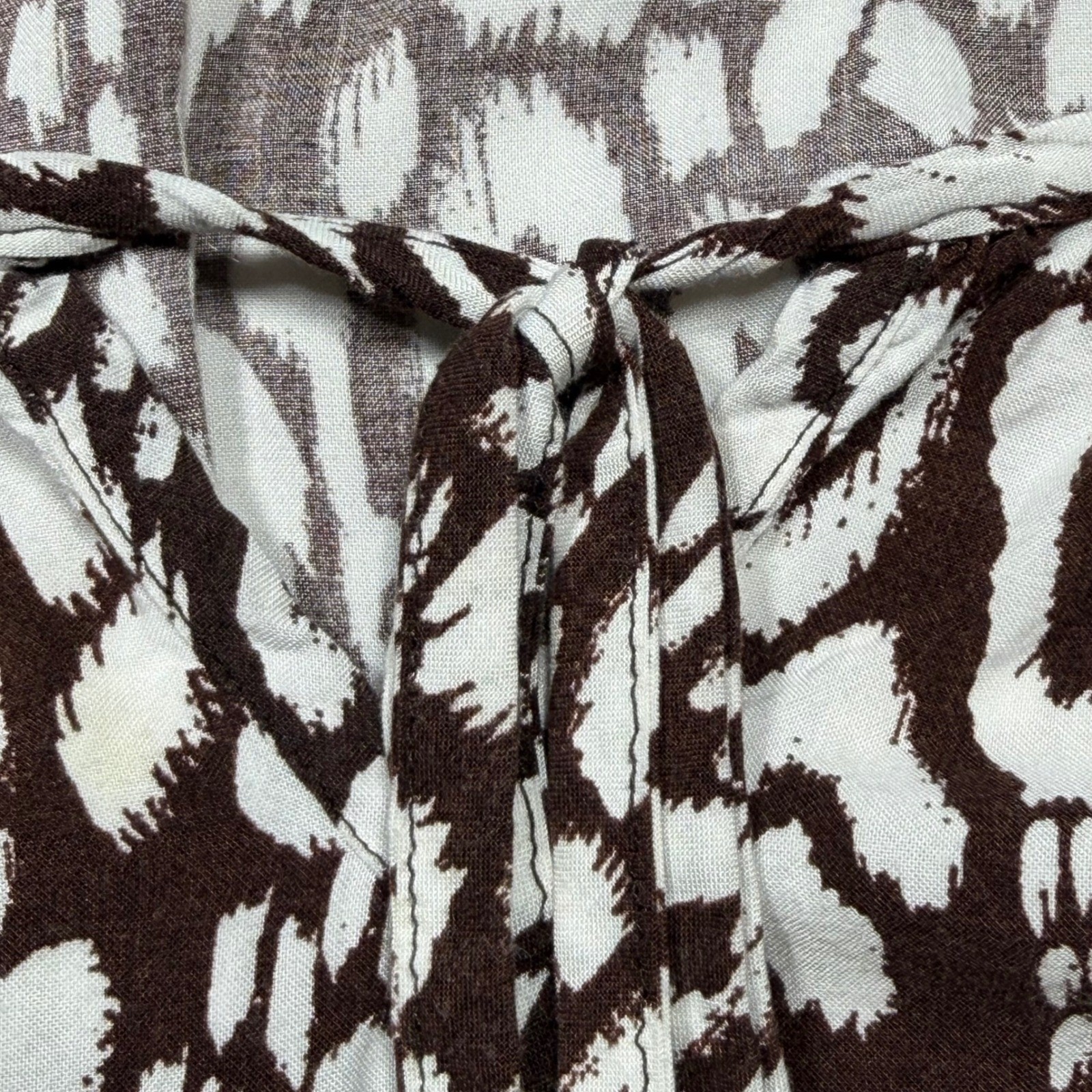 Vintage 2000s Brown Rayon Ikat Print Boho Midi Sundress XL L/XL
