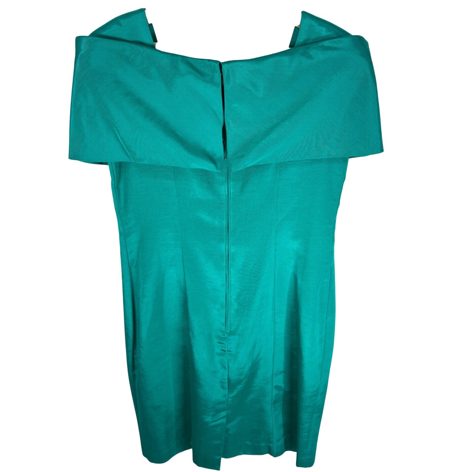 Jessica Howard Vintage Teal Green Bow Rhinestone Cocktail Dress Size 12 80s 90s
