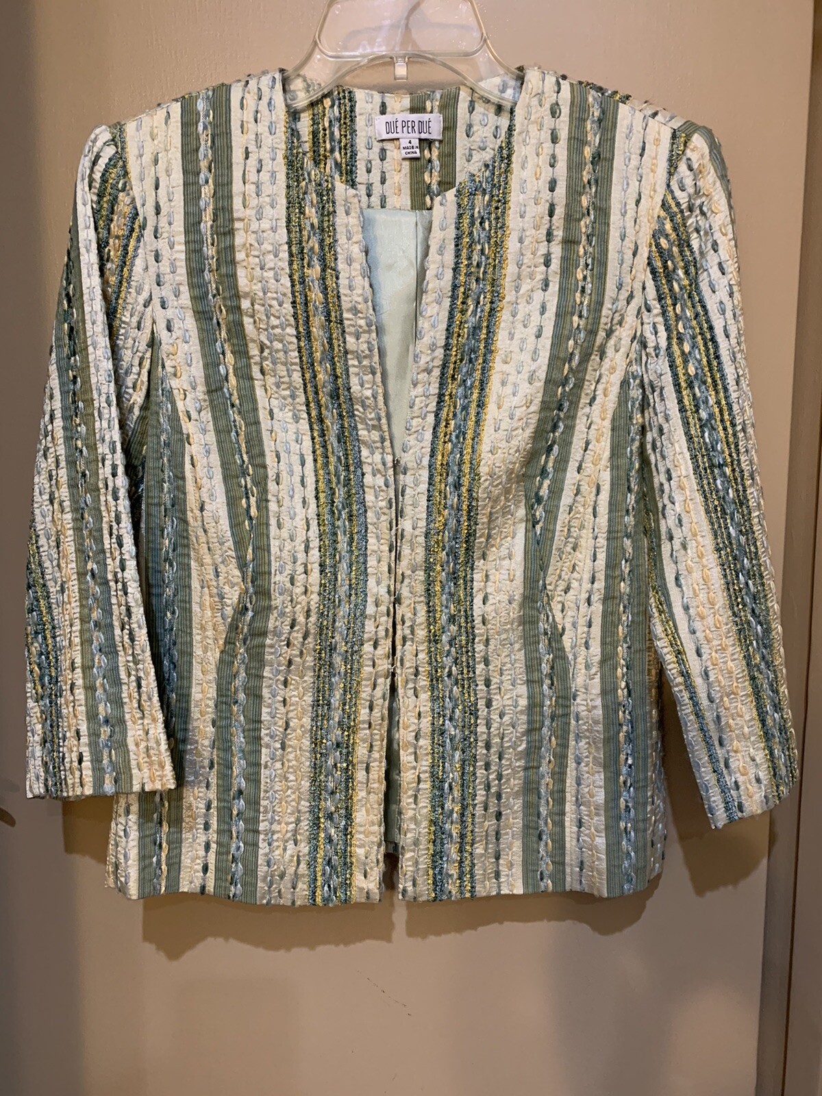 Due Per Due Viscose Silk 3/4 Sleeve Jacket Blazer size 4