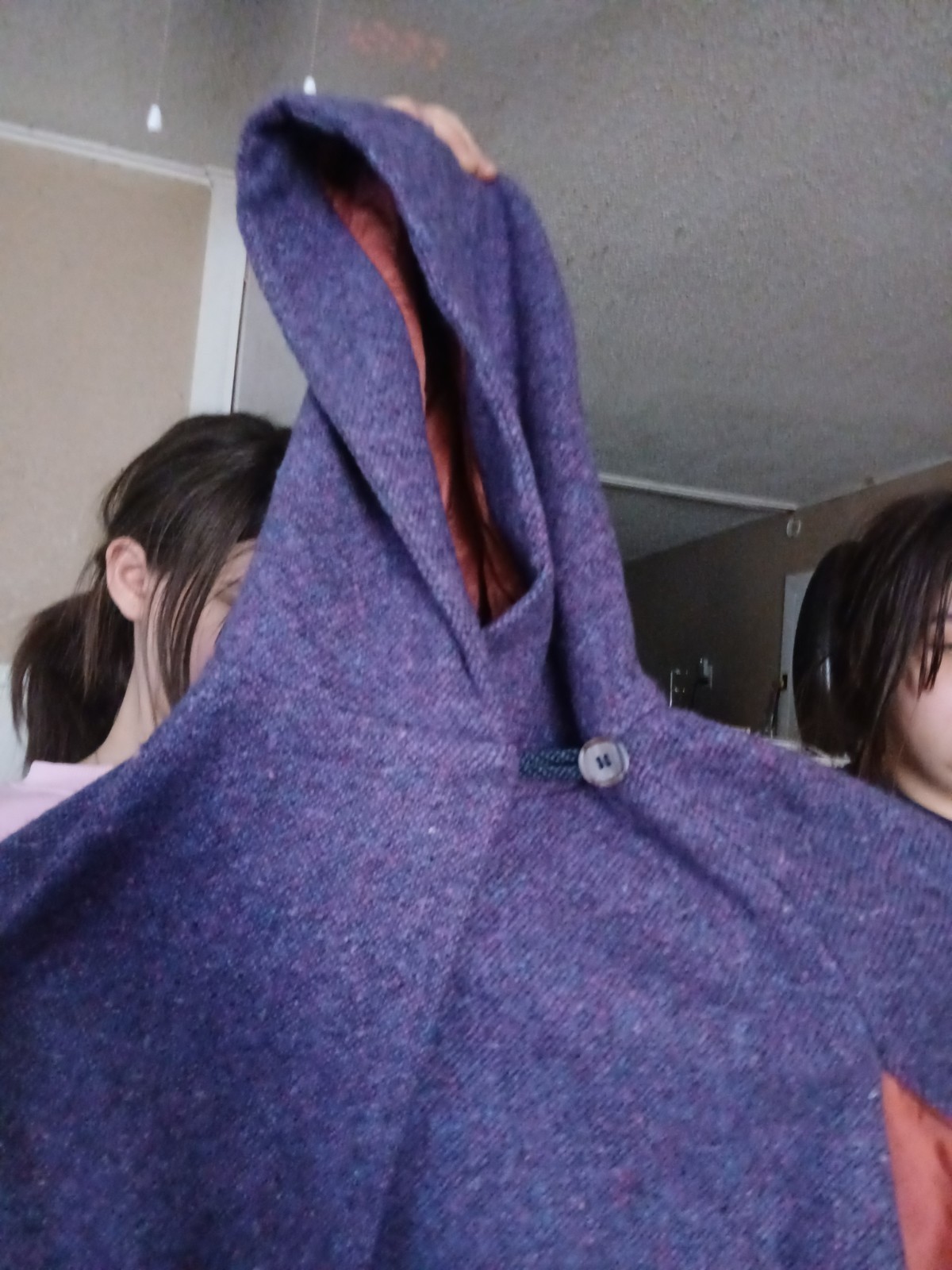 Jimmy Hourihan Donegal Tweed Ireland Purple Color Fleck Cape Hoodie L Xl