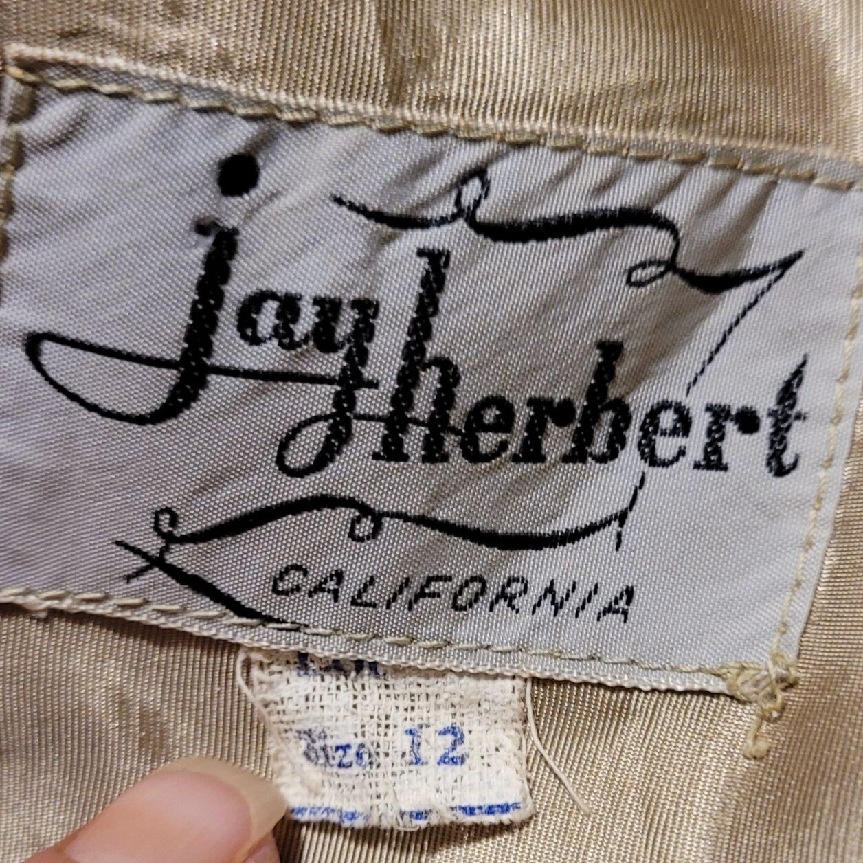 50’s Jay Herbert Dress S Midi Fit & Flare Avocado Boat Neck Scoop Open Back