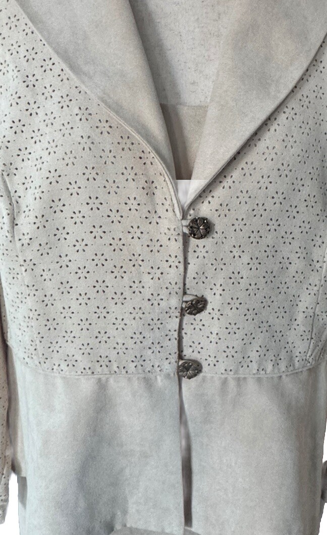 Vintage Just In Thyme LTD Beige Sleeveless Sheath Dress Jacket Faux Suede Sz 18W