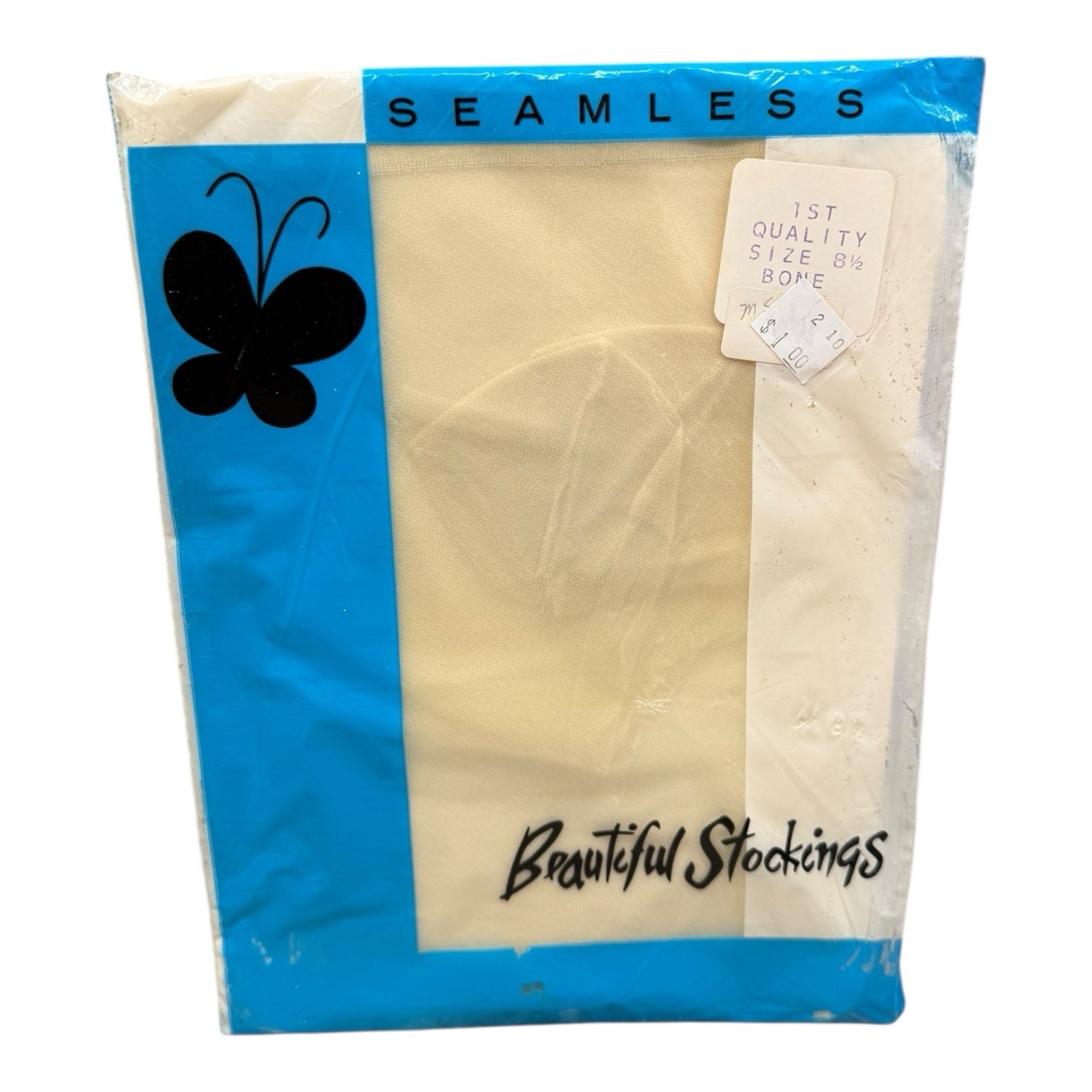 Vintage Beautiful Nylon Stockings Seamless 1st Quality Bone Size 8 1/2