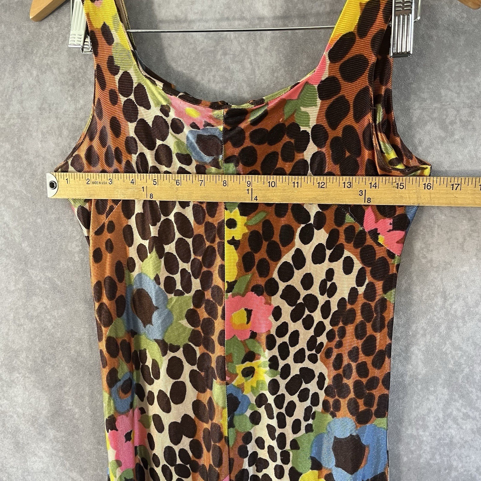 Vintage Indorables Midi Dress Womens M / L Animal Print Floral 60s *See Descrip*