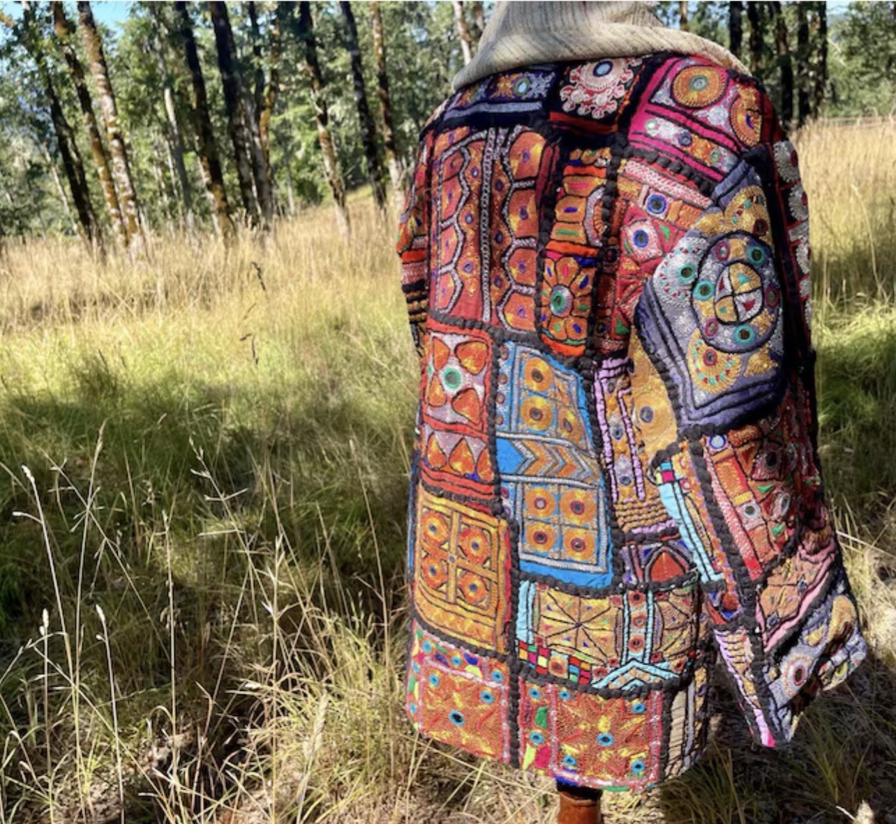 Banjara Indian Patchwork Mirrorwork Silk Colorful Rock n Roll Festival Jacket