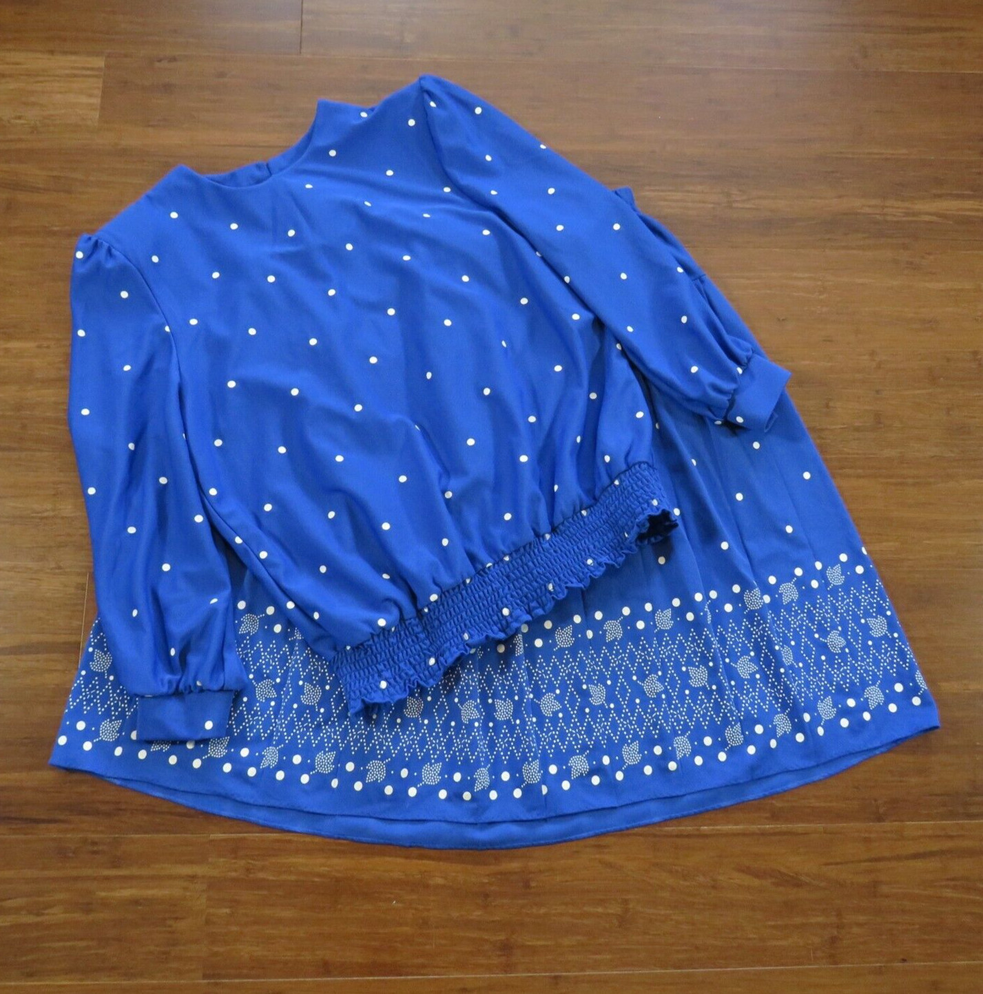 Womens 1980s Skirt Set Cobalt Blue Polka Dot Size Medium Large