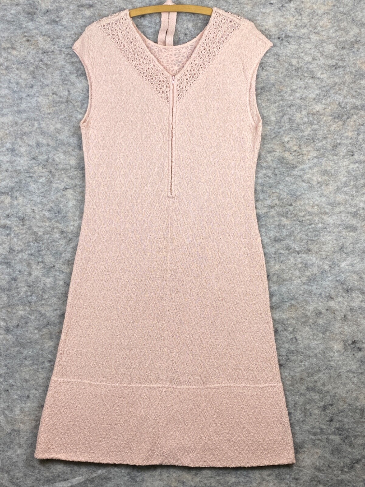 Vintage 1960’s Sweater Dress M/L 10-12 Pink Crochet Beads Pearls CAROL BRENT